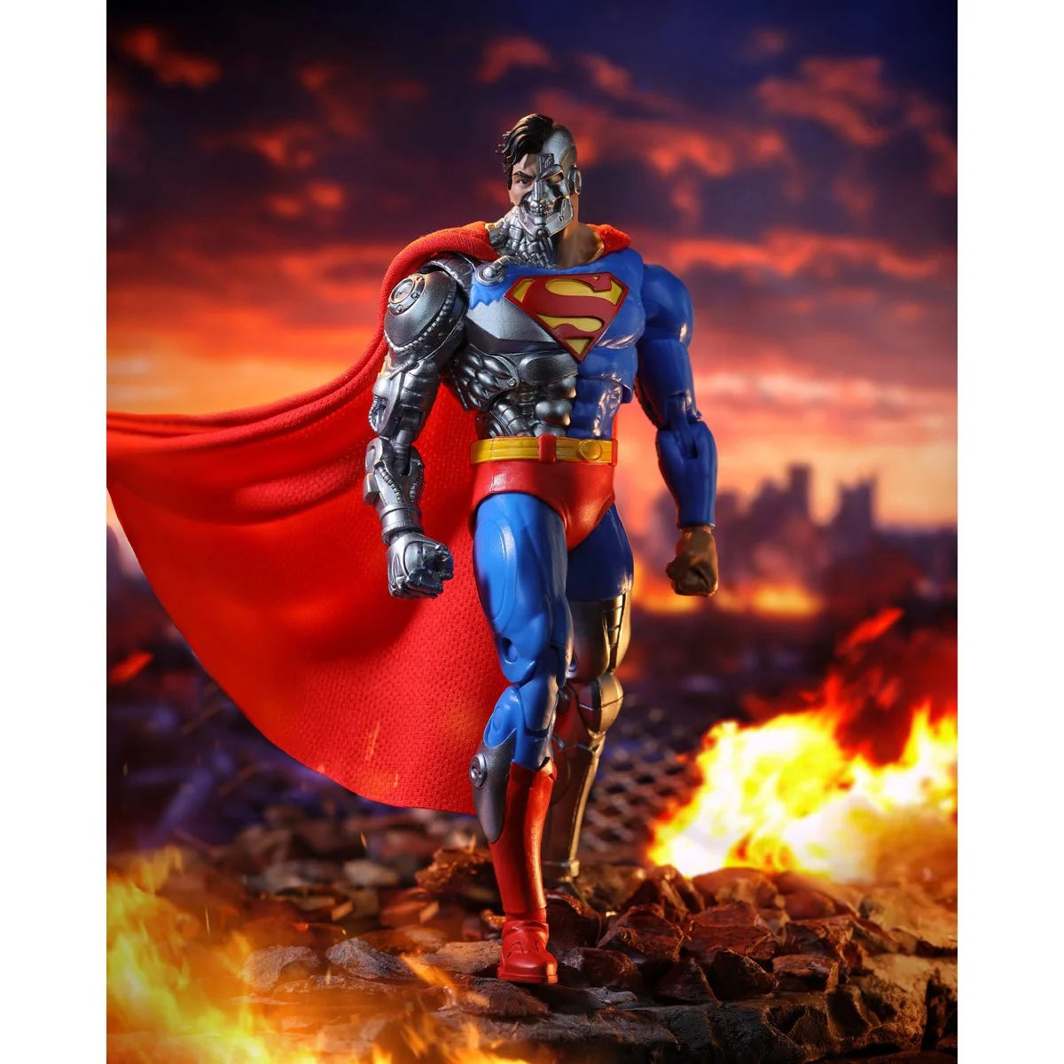 Cyborg Superman 7" McFarlane DC Multiverse Vault Action Figure Wave 2 by McFarlane Toys figure with red cape and armor