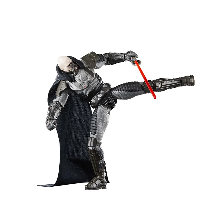 Hasbro Darth Malgus 6-inch action figure in dynamic pose with lightsaber and removable mask from Star Wars Black Series