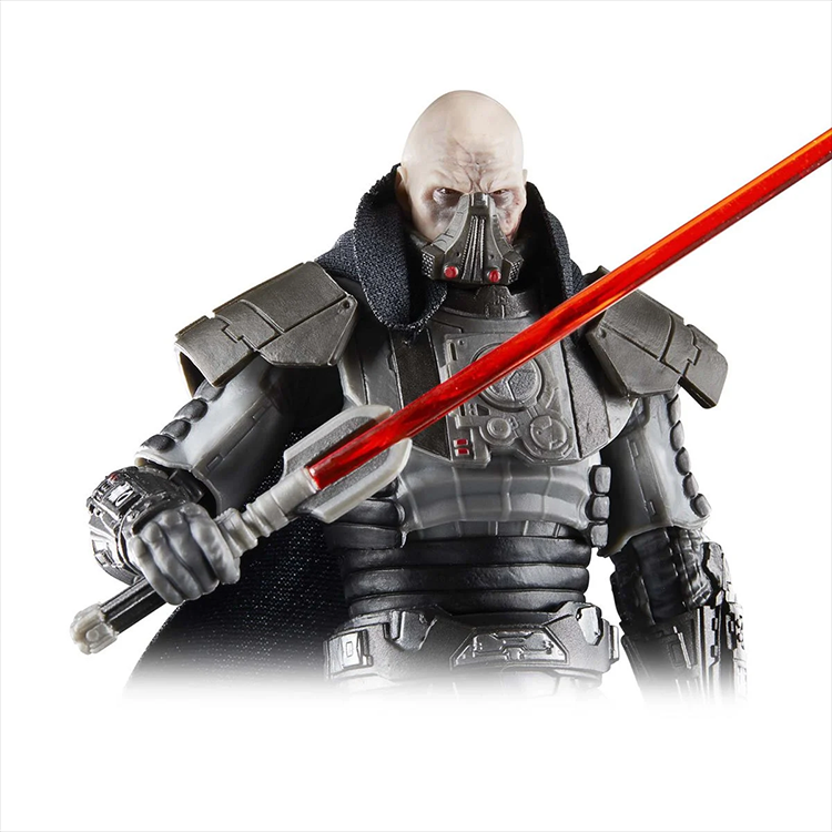 Hasbro Star Wars Black Series Darth Malgus 6-inch action figure with removable mask and red lightsaber.