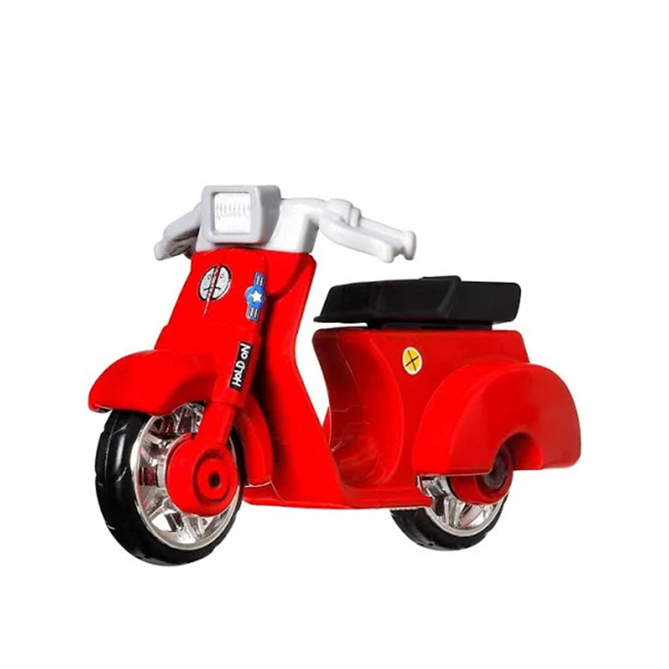 Mattel Hot Wheels Deadpool Scooter diecast car in red and black with authentic Marvel character details