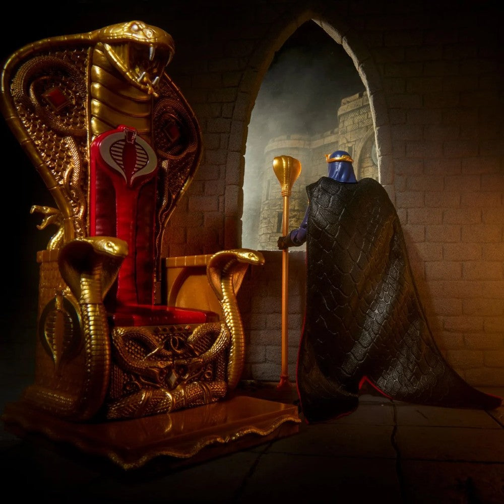 Cobra Commander in Dress Uniform 1:12 Scale 6" GI Joe Classified Deluxe Action Figure in Cobra throne scene by Hasbro