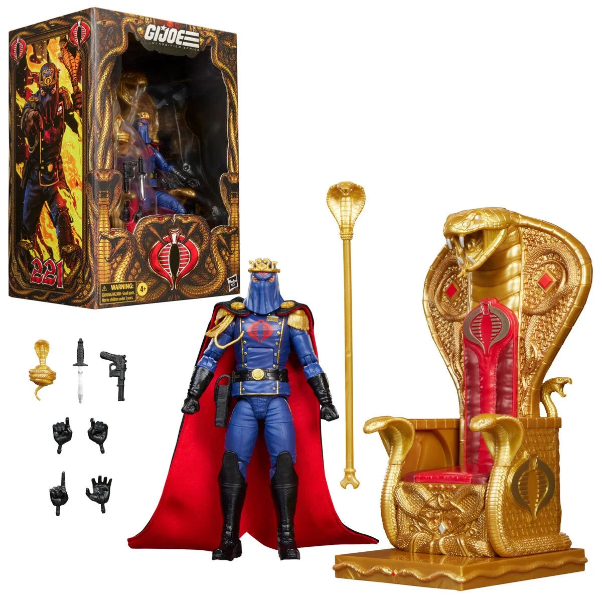 Cobra Commander in Dress Uniform 1:12 Scale 6" GI Joe Classified Deluxe Action Figure by Hasbro with throne and accessories