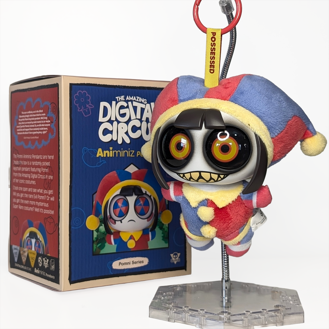 The Amazing Digital Circus Pomni Animiniz Pendantz Premium Plush Keychain Figure - U-PICK by Glitch with packaging display
