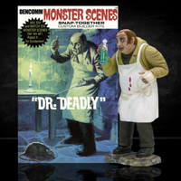 DENCOMM Monster Scenes Dr. Deadly Limited Edition Model Kit - 55th Anniversary by Monster Scenes with figure holding vial and rat on base