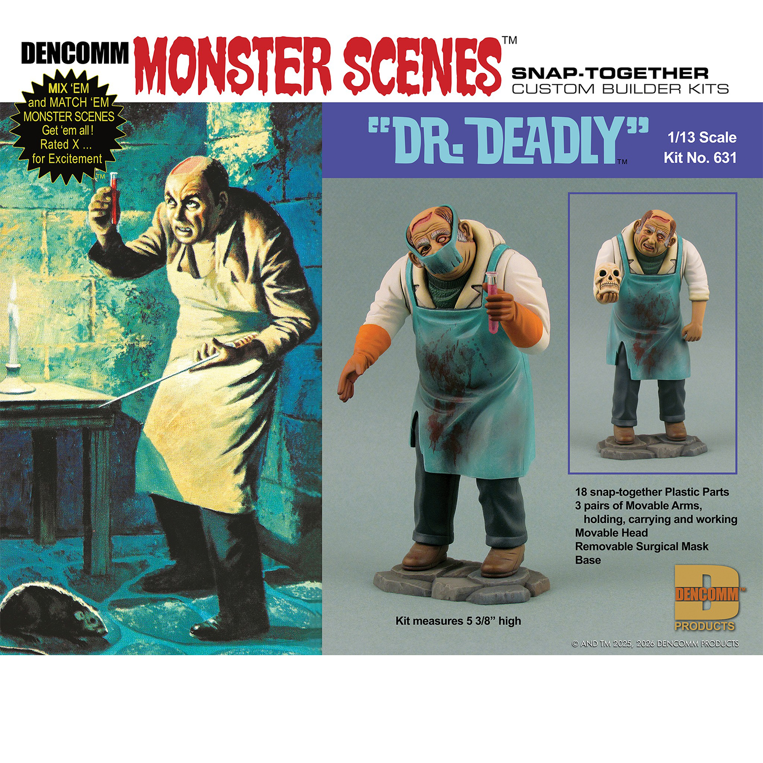 DENCOMM Monster Scenes Dr. Deadly Limited Edition Model Kit - 55th Anniversary by Monster Scenes featuring Dr. Deadly figure and parts.