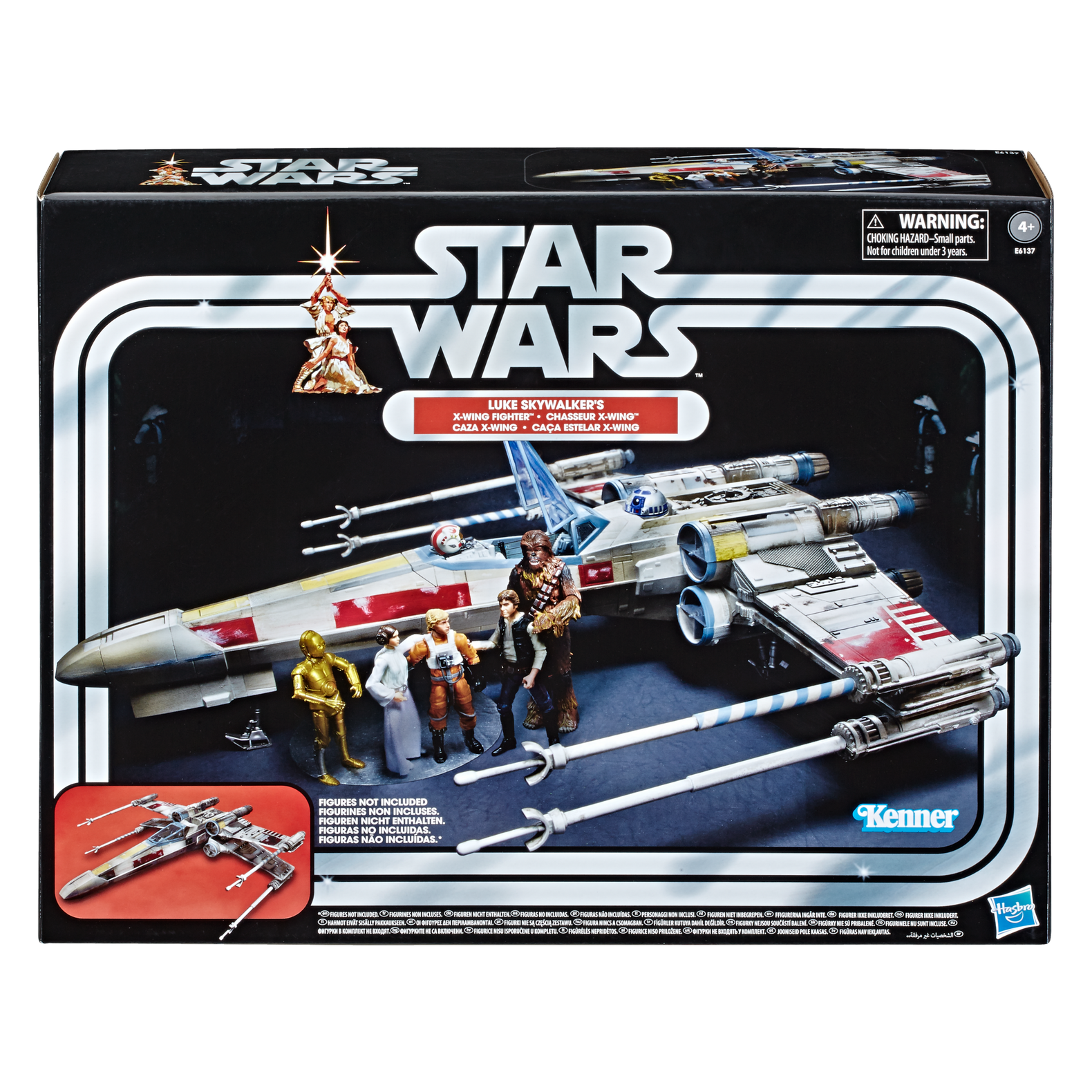 Kenner Star Wars Vintage Collection Luke Skywalker Red 5 X-Wing fighter vehicle in box with figures displayed