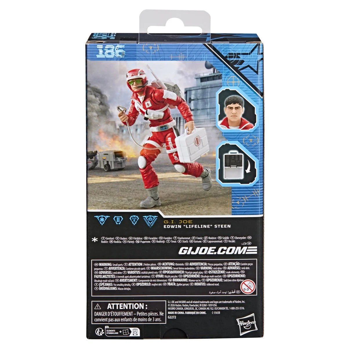 Edwin “Lifeline” Steen "186" G.I. Joe Classified Series 6 inch Action Figure by Hasbro in red medic outfit with accessories.