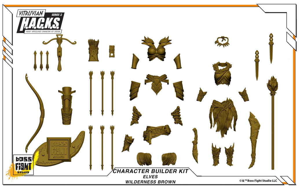 1:18 Scale Elven Wilderness Brown Accessory Pack (Double Figure Ranger & Archer Kit for 3.75" - 4" Figures)