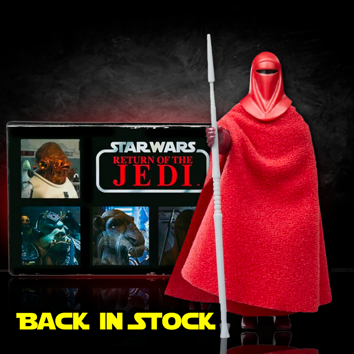 Kenner Emperor’s Royal Guard Star Wars Retro Collection 1:18 scale action figure with Return of the Jedi background