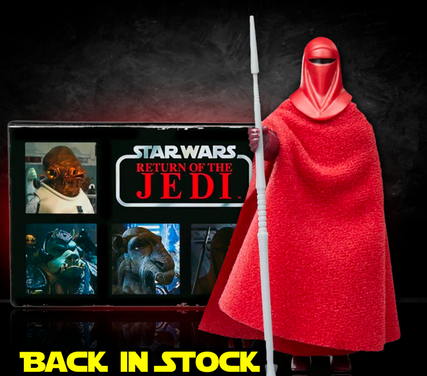 Kenner Emperor’s Royal Guard Star Wars Retro Collection 1:18 scale action figure with Return of the Jedi background