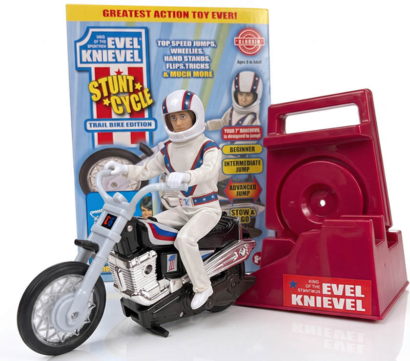 Evel Knievel スタントバイク フィギュア　イーブル.クニーブル The Original 1970's Evel Knievel Stunt Cycle – Upgraded Edition