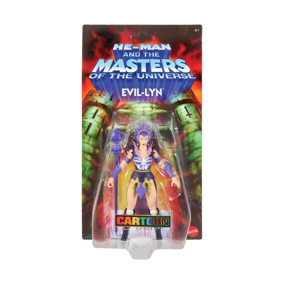 Mattel Masters of the Universe Origins Wave 28 5.5-inch Evil-Lyn figure in vintage Cartoon Collection packaging