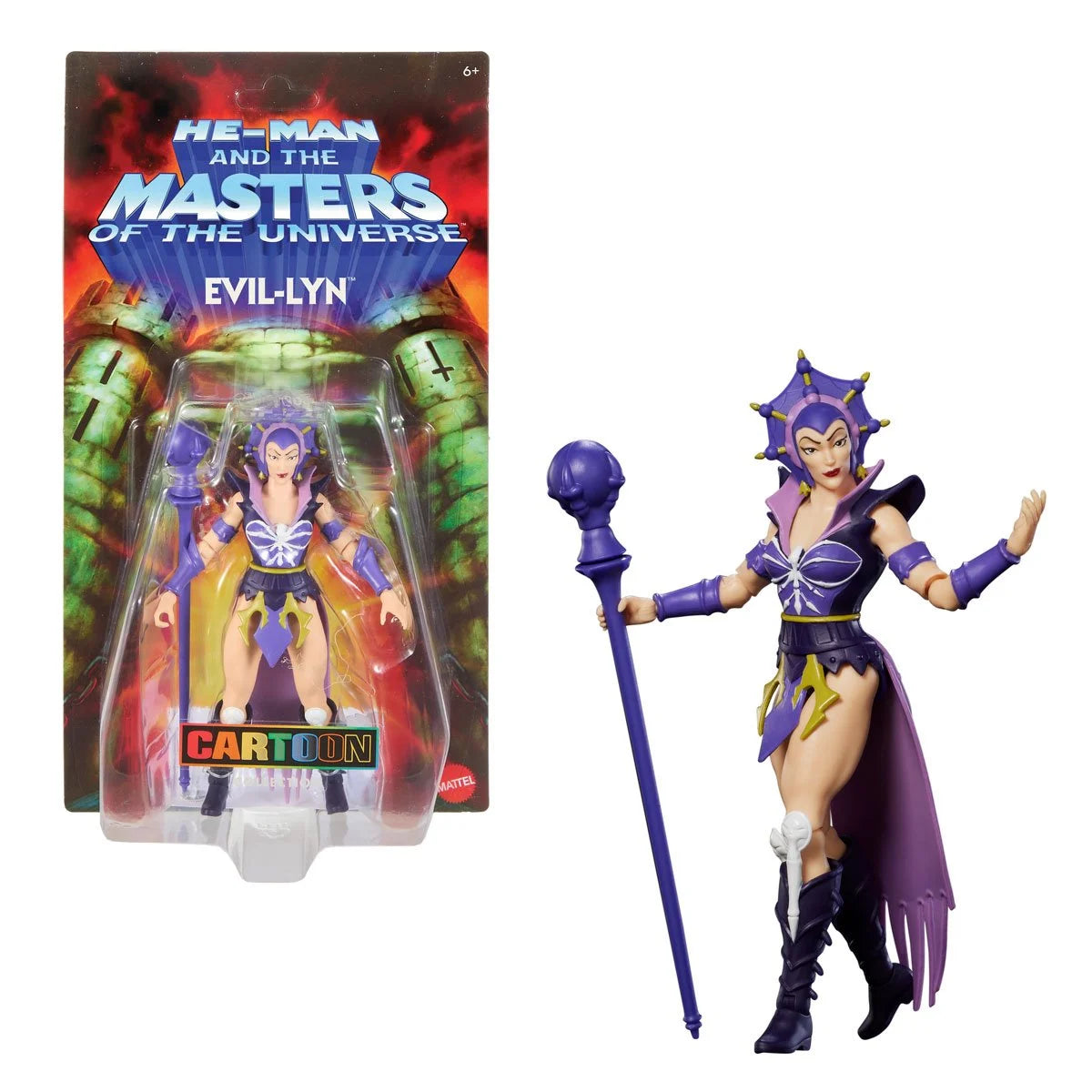 Mattel Evil-Lyn 5.5-inch Masters of the Universe Origins Wave 28 figure in vibrant Cartoon Collection packaging