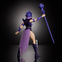 Mattel Evil-Lyn 5.5-inch action figure from Masters of the Universe Origins Wave 28 with staff in dynamic pose back view