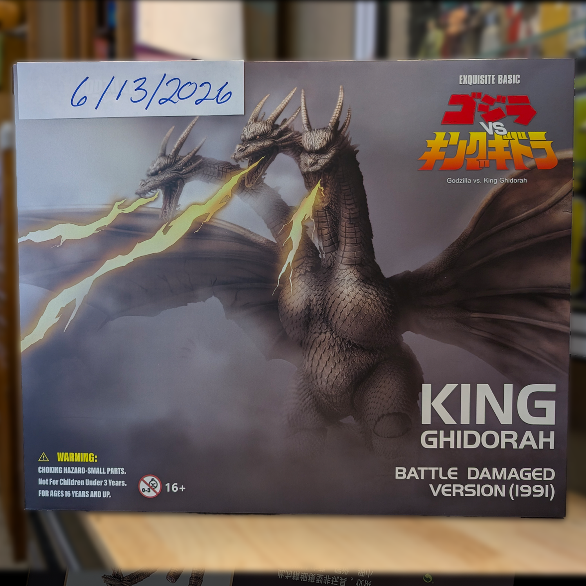 King Ghidorah 1991 Battle Damaged Godzilla vs. King Ghidorah Hiya Toys Exquisite Basic 13" Action Figure IN HAND new in box by Exquisite