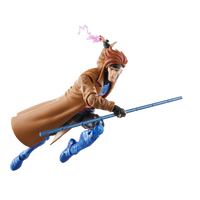 Hasbro Gambit Marvel Legends 6 inch action figure in dynamic pose with bo staff and trench coat from X-Men 97 series