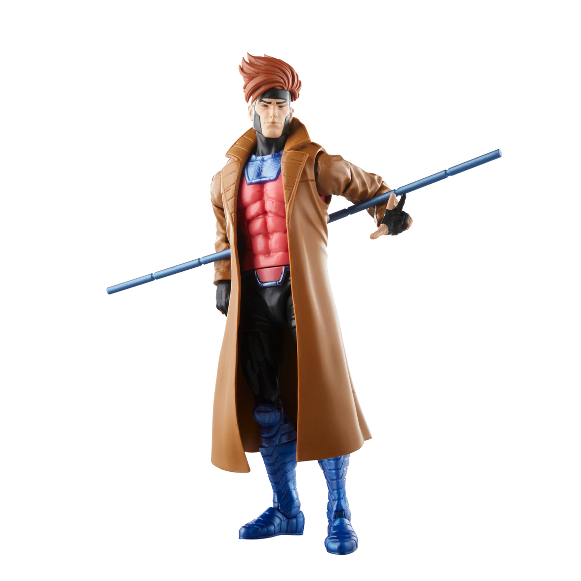 Hasbro Marvel Legends Gambit action figure in 6-inch scale with brown trench coat and staff accessory
