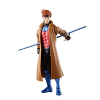 Hasbro Marvel Legends Gambit action figure in 6-inch scale with brown trench coat and staff accessory