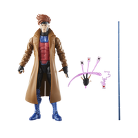 Hasbro Marvel Legends 6-inch Gambit action figure with trench coat, accessories, and staff from X-Men 97 series