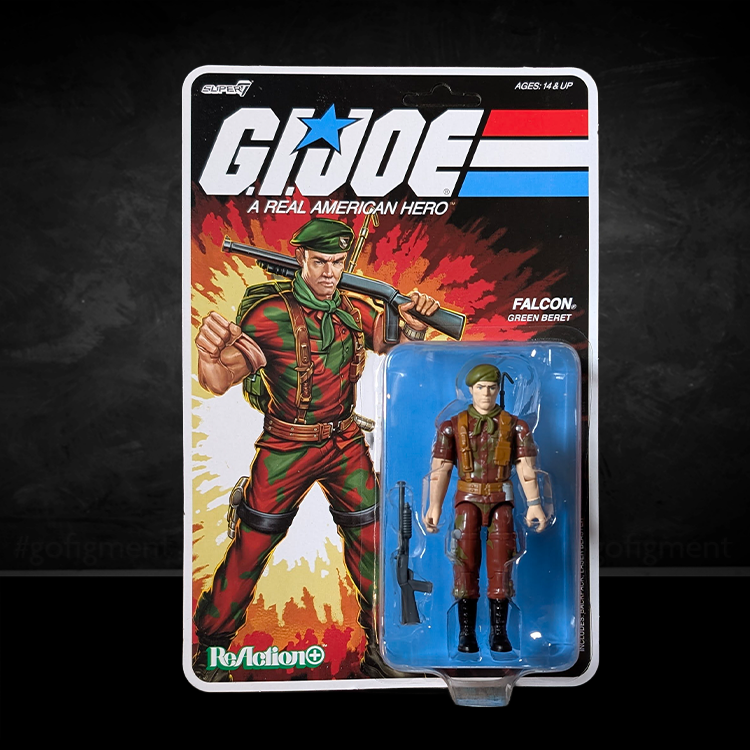 Lt. Falcon G.I. Joe ReAction Plus Series Wave 4 action figure in blister card with backpack and rifle accessories