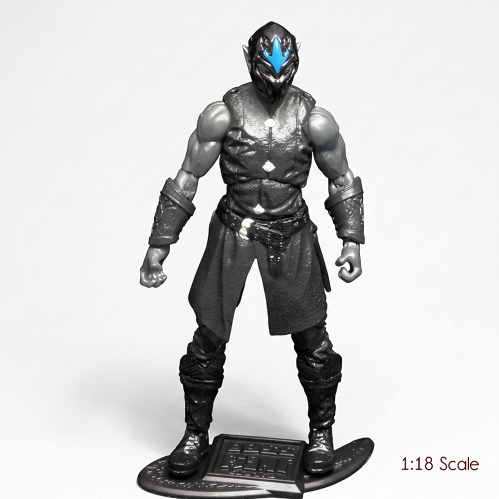 Elven Swordsman (BASICS) -Vitruvian H.A.C.K.S. 1:18 Scale Action Figure by Boss Fight Studio Llc standing in black armor