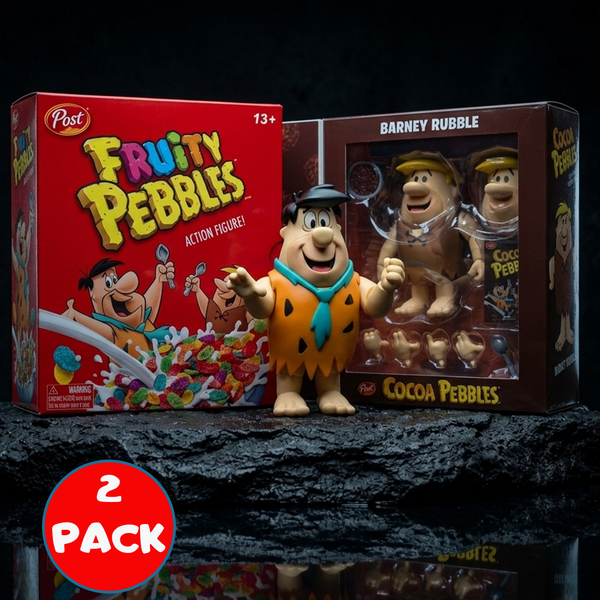 Fred Flintstone & Barney Rubble BUNDLE 1:12 Scale Action Figure - Premium Articulated Fruity Pebbles by Jada Toys