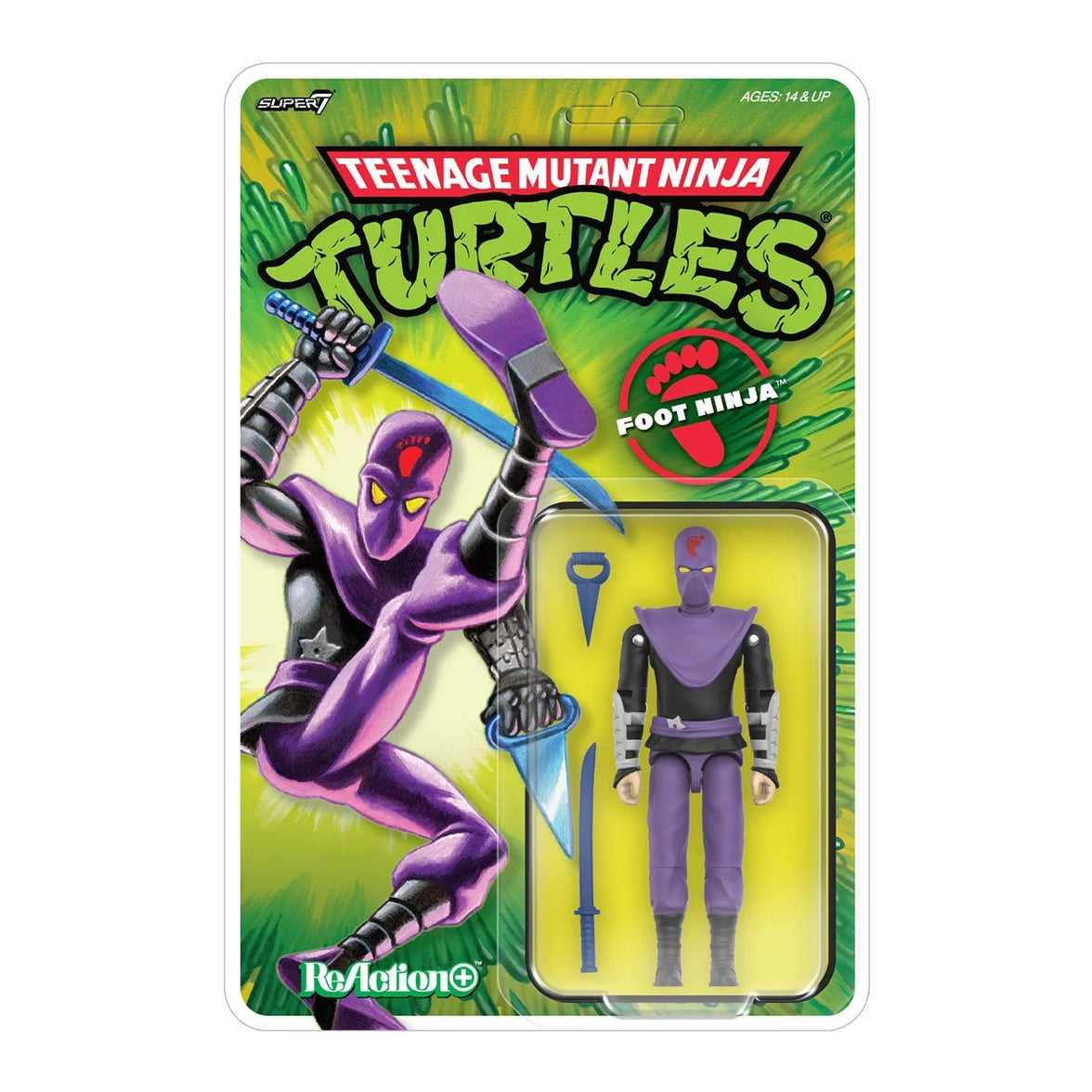 Packaged Foot Ninja Teenage Mutant Ninja Turtles ReAction+ Action Figure by Super7 with Ninja Sword 3.75-Inch