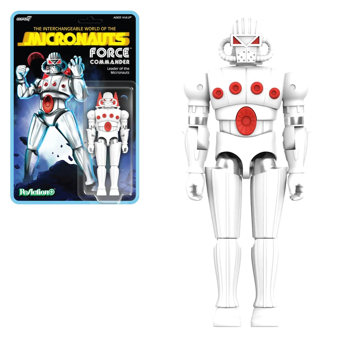 Micronauts Force Commander 3 3/4-Inch ReAction+ Figure – Vintage-Inspired Collectible Action Figure