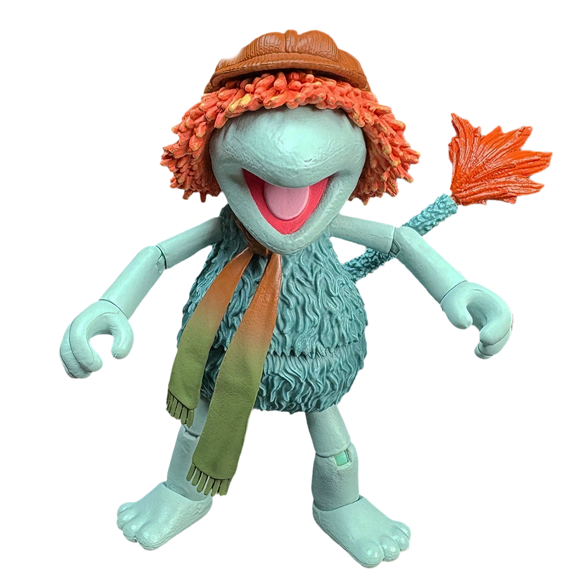 Fraggle Rock Boober 6-Inch Action Figure Boss Fight Studio character with orange hair, hat, scarf, and broom