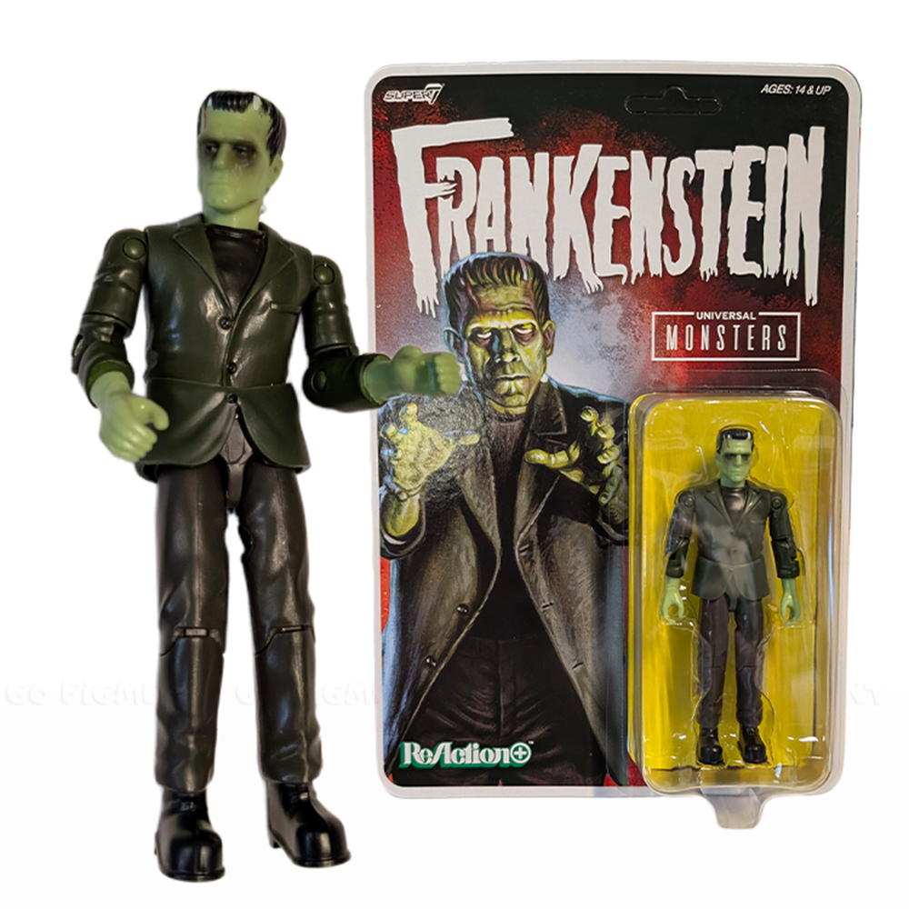 Frankenstein Universal Monsters Super7 ReAction+ 3.75-Inch Action Figure with classic packaging collectible toy