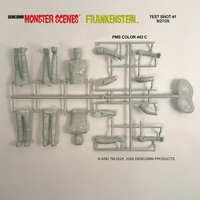 DENCOMM Monster Scenes Frankenstein Limited Edition Model Kit - 55th Anniversary by Monster Scenes unassembled plastic parts on sprue.
