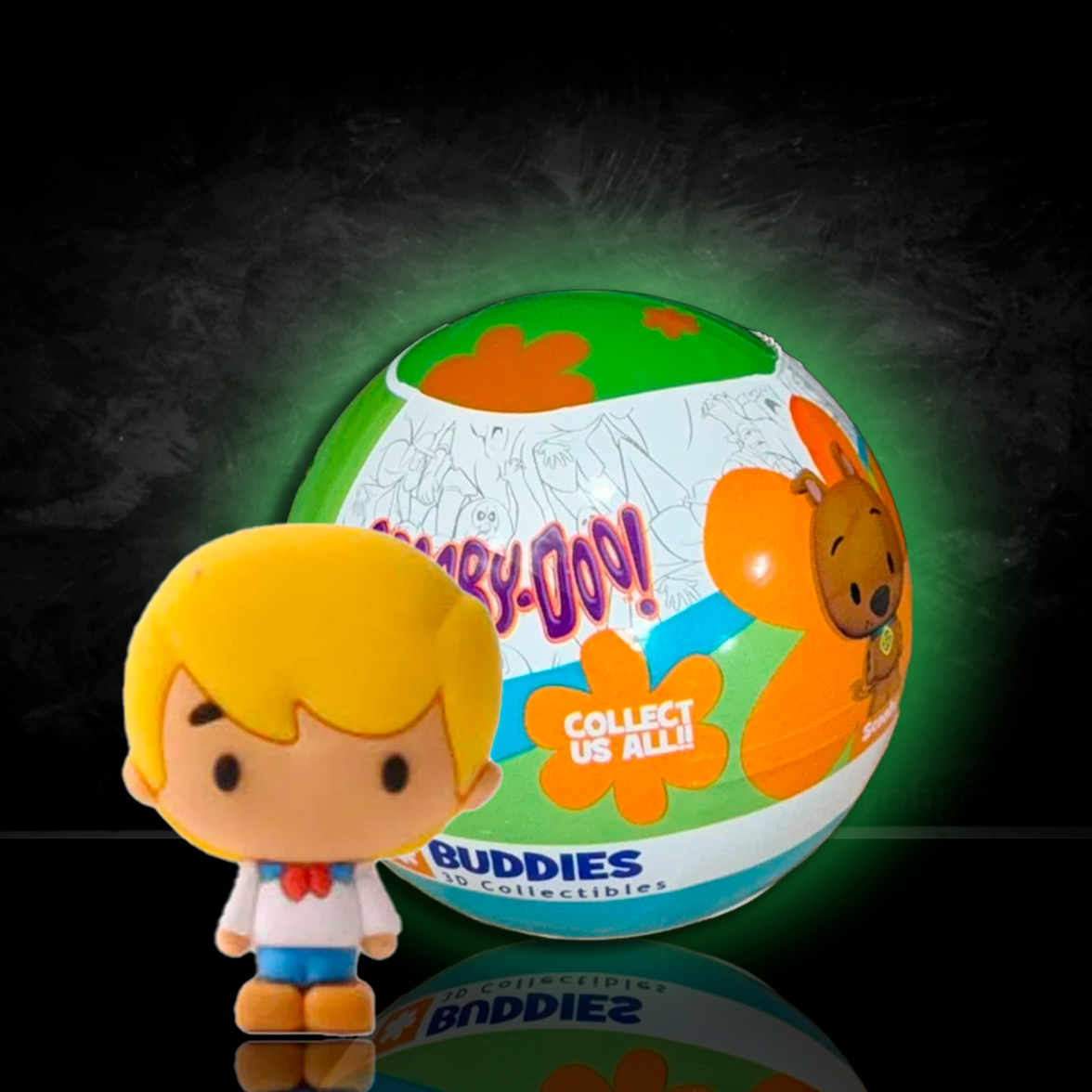 Scooby-Doo Buddies 3D mini figure with colorful mystery ball collectible by UCC on black background