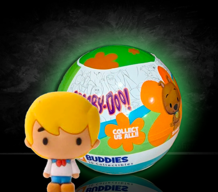 Scooby-Doo Buddies 3D mini figure with colorful mystery ball collectible by UCC on black background
