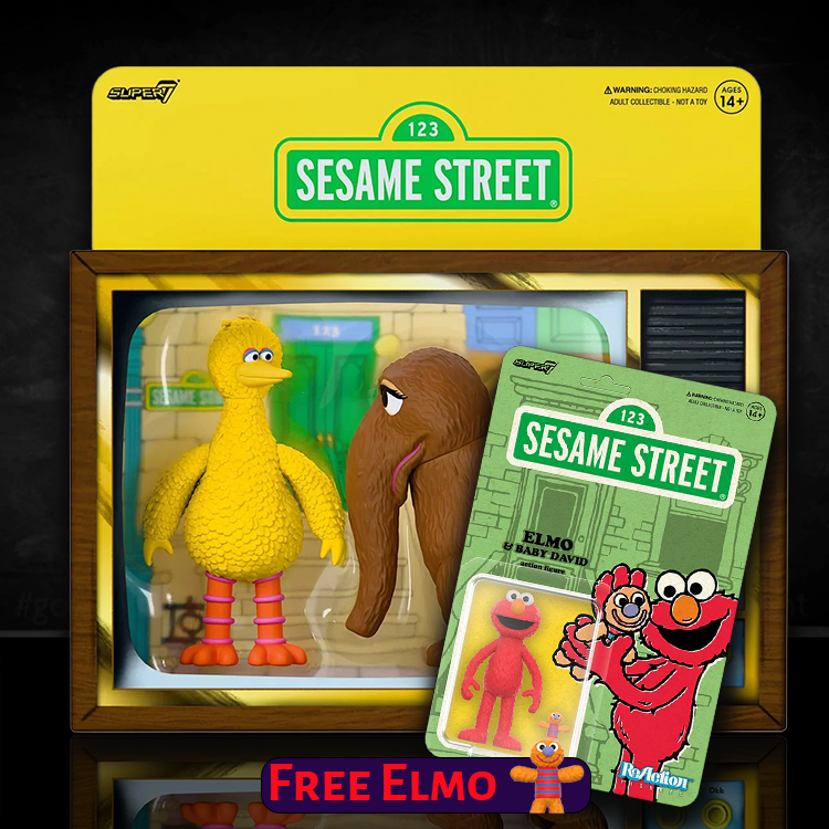 Image of Big Bird and Snuffleupagus Action Figures 1:18 With Free Elmo