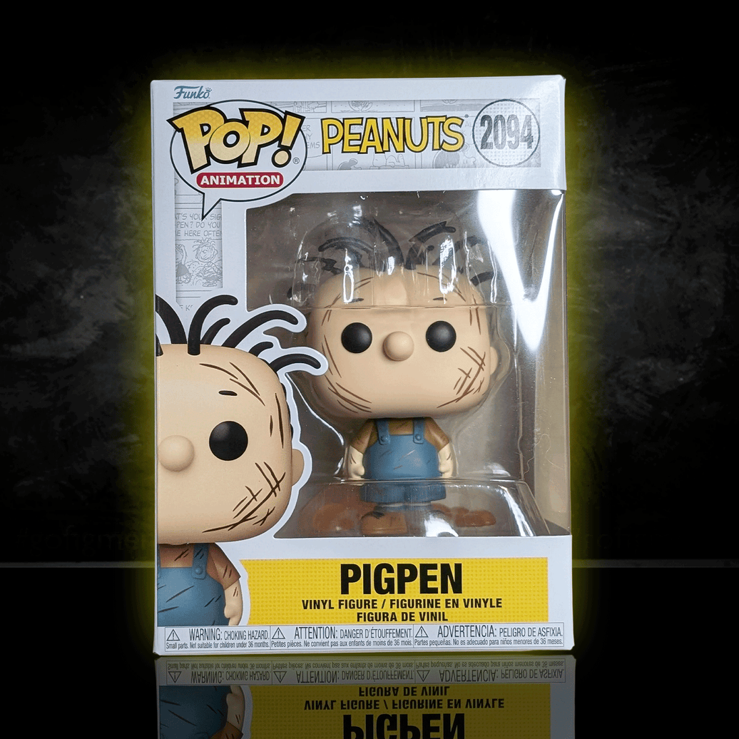Funko Pop vinyl figure of Peanuts character Pigpen #2094 in original packaging with clear display window