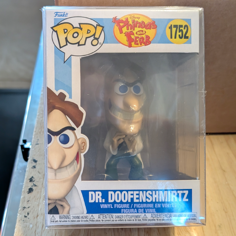 Dr. Doofenshmirtz Funko Pop #1752 - Phineas and Ferb Vinyl Figure GoFigment by FUNKO in window display box packaging