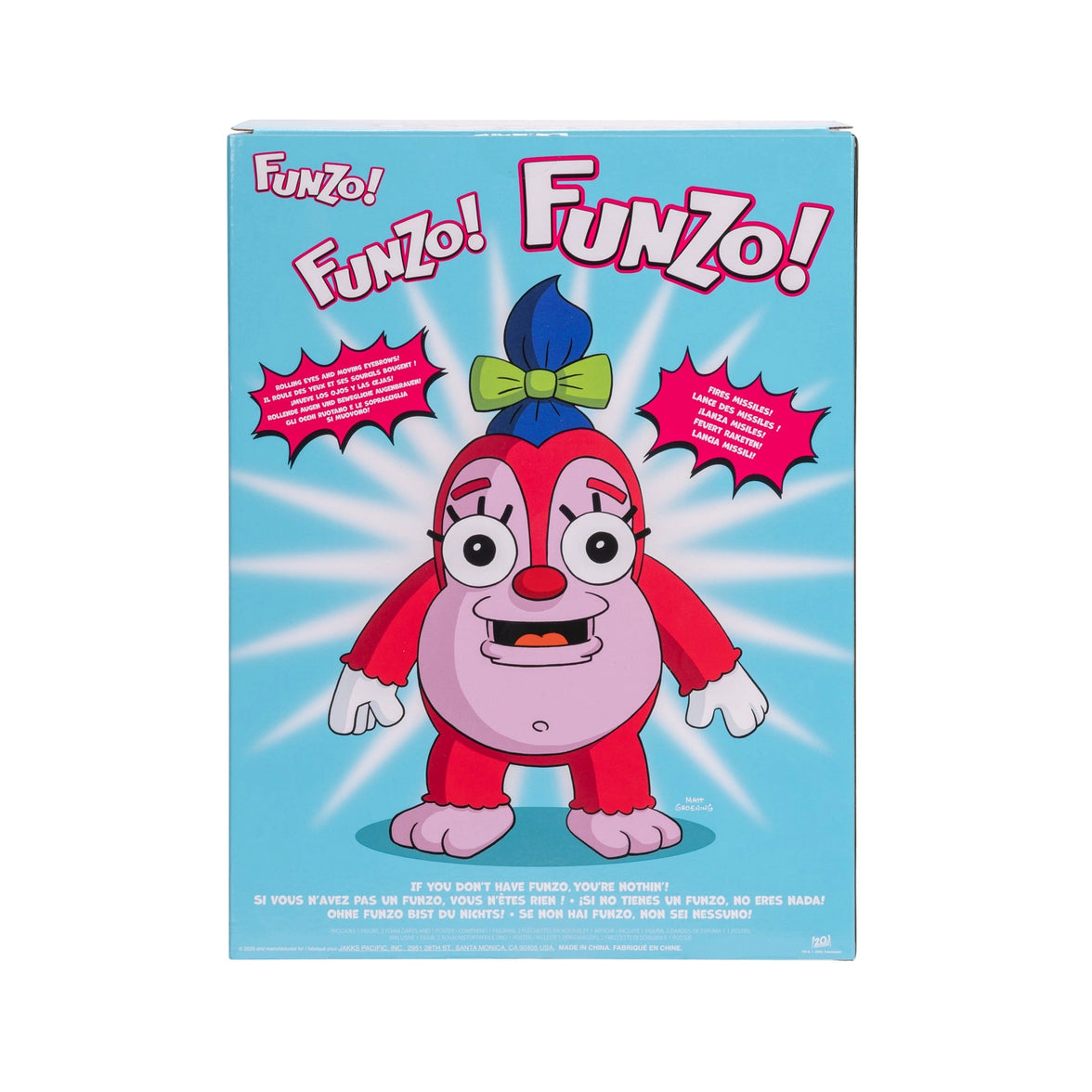 The Simpsons Talking Funzo Doll by Jakks Pacific - packaging showing the collectible plush character Funzo with bright colors