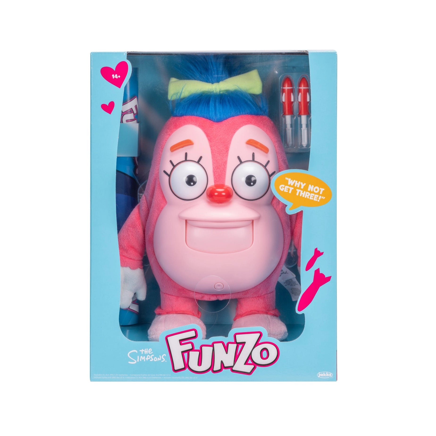 The Simpsons Talking Funzo Doll by Jakks Pacific - 14-Inch Feature Plush in original blue packaging with accessories