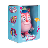 The Simpsons Talking Funzo Doll by Jakks Pacific - 14-Inch Feature Plush in blue packaging with red accents and heart designs