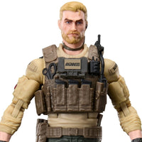 GI Joe action figure of a bearded soldier wearing tan tactical gear and a loaded utility vest