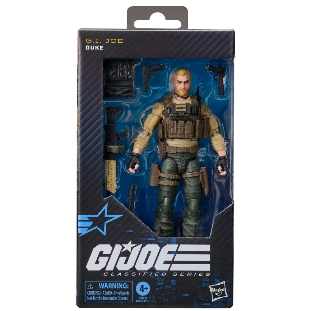 Boxed GI Joe Duke action figure with tactical gear and accessories