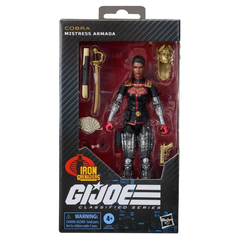 G I Joe Classified Series Cobra figure in black and red packaging with weapons and accessories