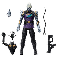 Purple armored action figure with skull like face, interchangeable hands and weapons