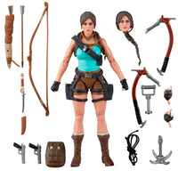 Female adventurer figure with interchangeable hands, weapons, holsters, braid, and climbing gear