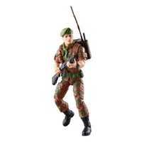 Camouflaged military action figure wearing a green beret and carrying a rifle