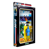 G I Joe Snake Eyes action figure in retro packaging with comic book and accessories