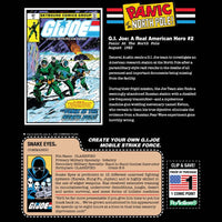 G.I. Joe comic page featuring Panic at the North Pole story and a Snake Eyes command file