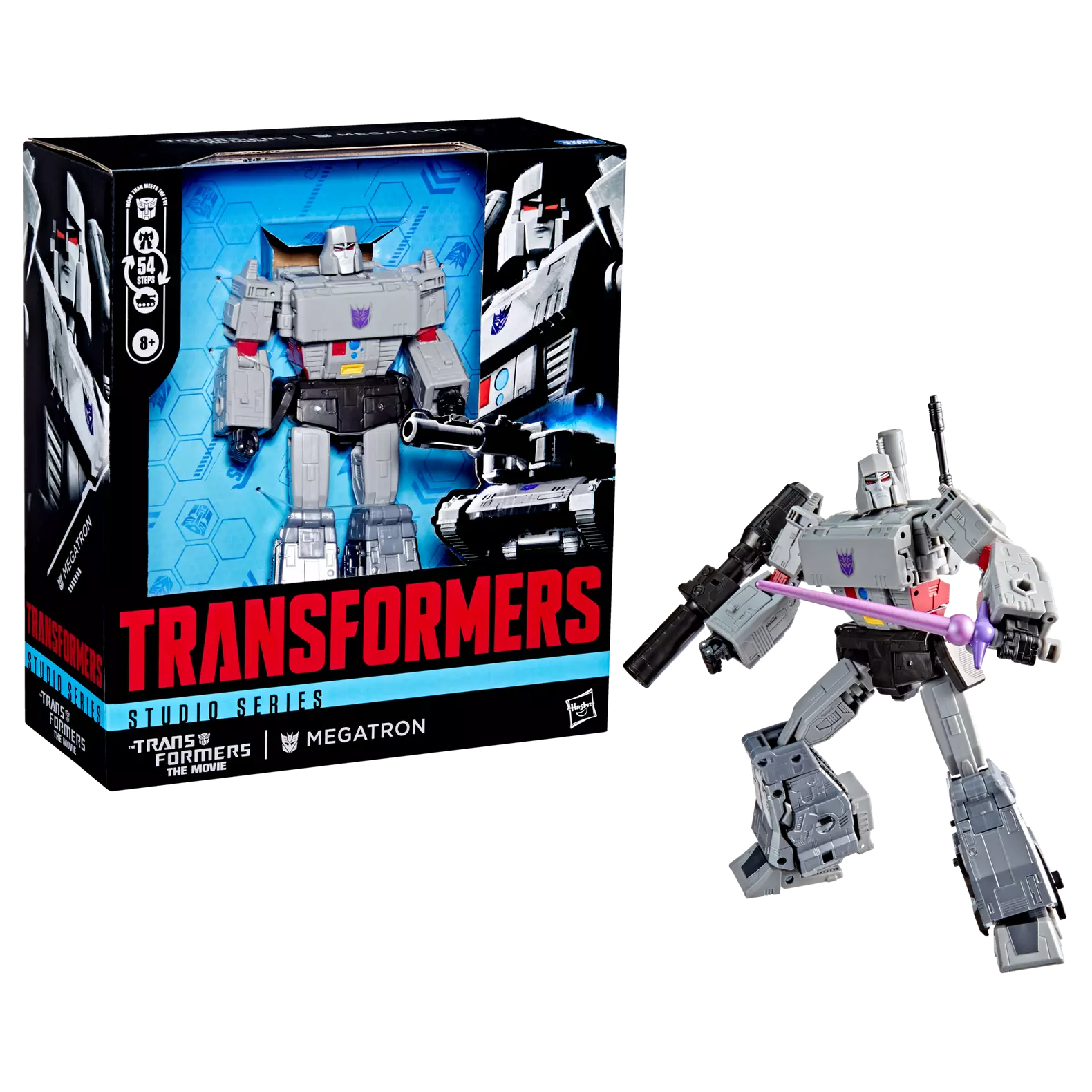 Studio Series Megatron Leader Class action figure with original packaging and purple energy weapon by Go Figment