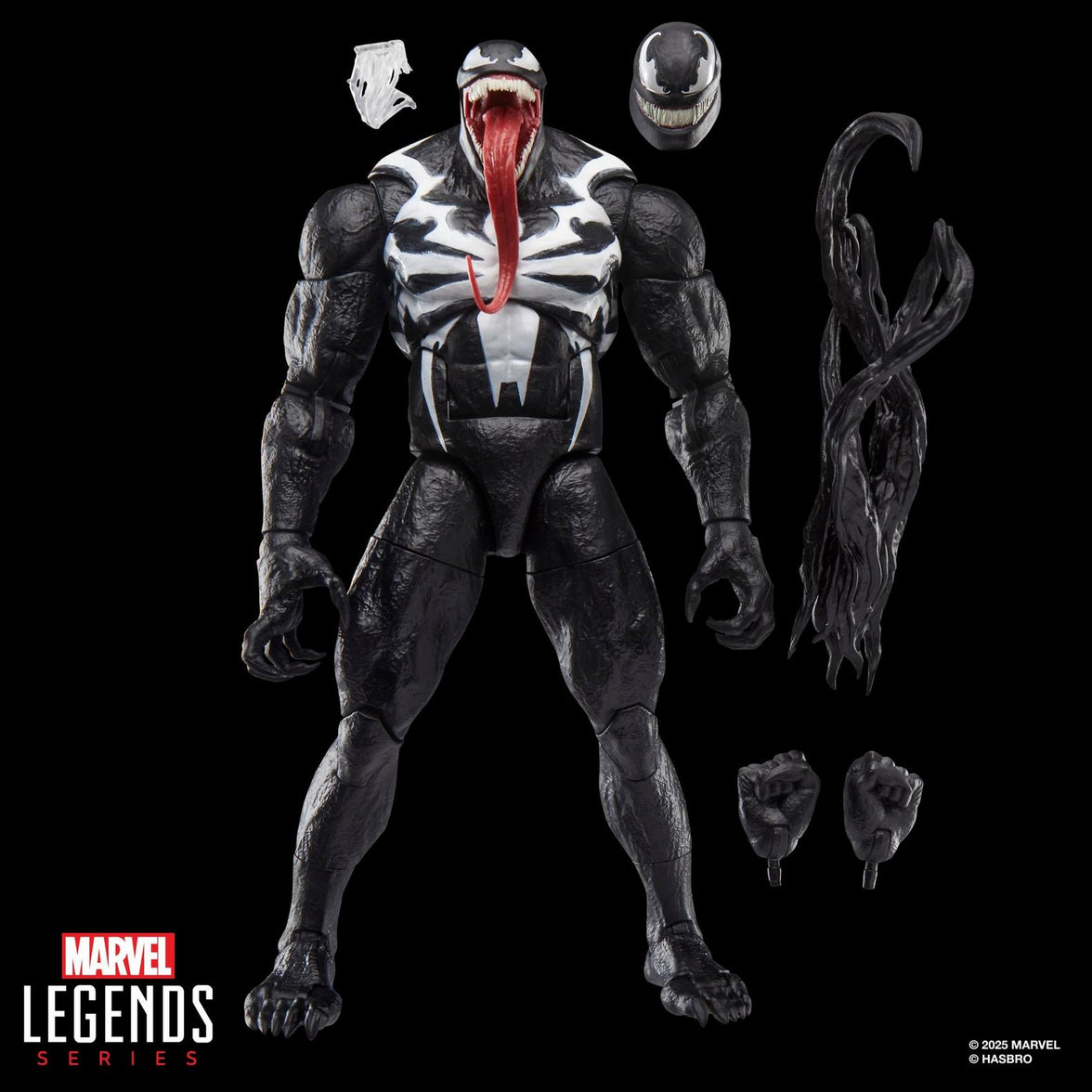 Marvel Legends Hasbro Gamerverse Venom 6-inch action figure with interchangeable heads, hands, and symbiote effects.