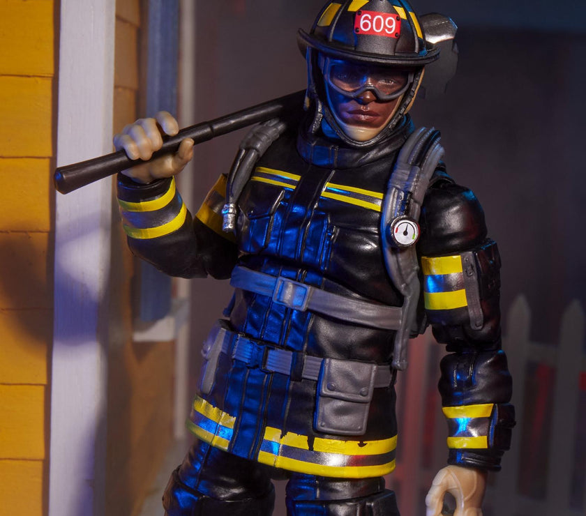 Hasbro G.I. Joe Classified Series 6-inch Search and Rescue Firefighter action figure in detailed uniform with tools